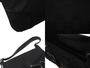 GUCCI グッチ ホースビット ワンショルダーバッグ 114915 001364 GGキャンバス レザー ブラック シルバー金具 美品 中古 4c076291