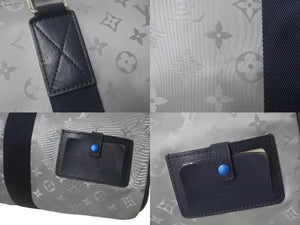 LOUIS VUITTON ルイヴィトン キーポルバンドリエール50 ボストンバッグ M44170 モノグラムサテライト シルバー ネイビー 美品 中古 4c076294