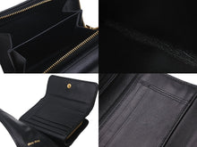 画像をギャラリービューアに読み込む, 極美品 MIUMIU ミュウミュウ マテラッセ 二つ折り財布 コンパクトウォレット ミニ財布 レザー ブラック ゴールド 中古 4c076320