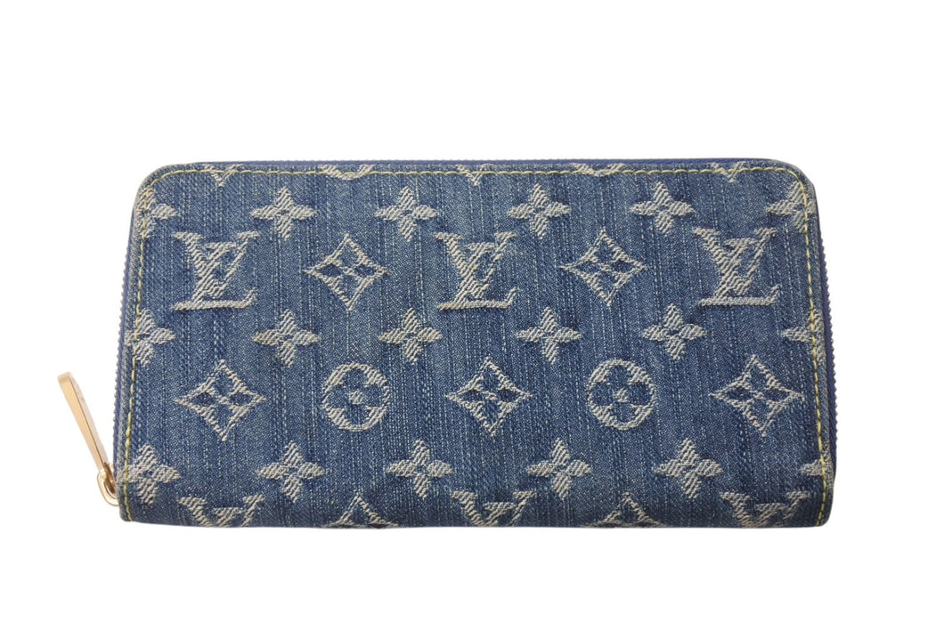 LOUIS VUITTON ルイヴィトン ジッピーウォレット M95341 長財布 モノグラムデニム ゴールド金具 ブルー 美品 中古 4c076324