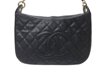 Load image into Gallery viewer, 極美品 CHANEL シャネル ワンショルダーバッグ 7番台 キルティング ココマーク キャビアスキン ブラック ゴールド金具 中古 4c076326
