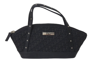 CHRISTIAN DIOR クリスチャンディオール トロッター ハンドバッグ MC0073 キャンバス レザー ブラック シルバー金具 美品 中古 4c076330