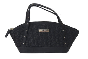 CHRISTIAN DIOR クリスチャンディオール トロッター ハンドバッグ MC0073 キャンバス レザー ブラック シルバー金具 美品 中古 4c076330