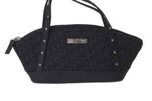 CHRISTIAN DIOR クリスチャンディオール トロッター ハンドバッグ MC0073 キャンバス レザー ブラック シルバー金具 美品 中古 4c076330
