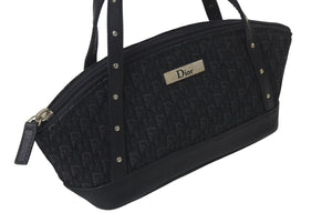 CHRISTIAN DIOR クリスチャンディオール トロッター ハンドバッグ MC0073 キャンバス レザー ブラック シルバー金具 美品 中古 4c076330
