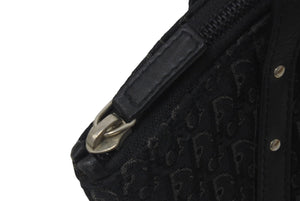CHRISTIAN DIOR クリスチャンディオール トロッター ハンドバッグ MC0073 キャンバス レザー ブラック シルバー金具 美品 中古 4c076330