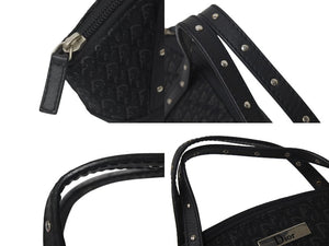 CHRISTIAN DIOR クリスチャンディオール トロッター ハンドバッグ MC0073 キャンバス レザー ブラック シルバー金具 美品 中古 4c076330