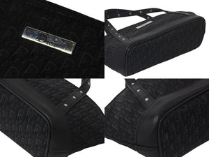CHRISTIAN DIOR クリスチャンディオール トロッター ハンドバッグ MC0073 キャンバス レザー ブラック シルバー金具 美品 中古 4c076330