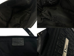 CHRISTIAN DIOR クリスチャンディオール トロッター ハンドバッグ MC0073 キャンバス レザー ブラック シルバー金具 美品 中古 4c076330