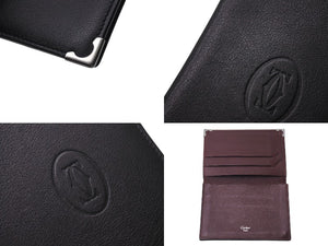Cartier カルティエ マストライン カードケース パスケース 名刺入れ レザー ブラック シルバー金具 美品 中古 4c076333