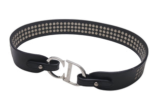 Christian Dior クリスチャンディオール ロゴ レザー スタッズ ベルト RE0072 小物 ブラック 美品 中古 4c076334