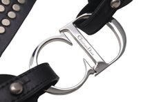 Load image into Gallery viewer, Christian Dior クリスチャンディオール ロゴ レザー スタッズ ベルト RE0072 小物 ブラック 美品 中古 4c076334