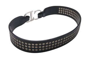 Christian Dior クリスチャンディオール ロゴ レザー スタッズ ベルト RE0072 小物 ブラック 美品 中古 4c076334