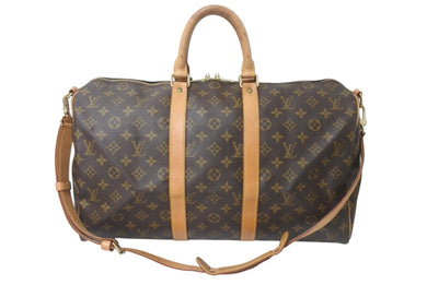 LOUIS VUITTON ルイヴィトン ボストンバッグ キーポル バンドリエール45 モノグラム M41418 ブラウン PVC ヌメ革 ゴールド金具 良品 中古 4c076338