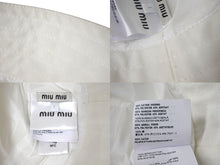 画像をギャラリービューアに読み込む, MIUMIU ミュウミュウ エンブロイダリー バケットハット ロゴ 5HC341 2DXI コットン ホワイト ブラック サイズL 美品 中古 4c076340