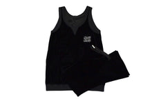 Load image into Gallery viewer, MIUMIU ミュウミュウ タンクトップ パンツ セットアップ ロゴパッチ ブラック ベロア サイズ36 42S 美品 中古 4c076341