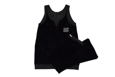 MIUMIU ミュウミュウ タンクトップ パンツ セットアップ ロゴパッチ ブラック ベロア サイズ36 42S 美品 中古 4c076341