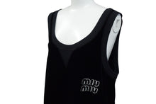 Load image into Gallery viewer, MIUMIU ミュウミュウ タンクトップ パンツ セットアップ ロゴパッチ ブラック ベロア サイズ36 42S 美品 中古 4c076341