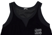 Load image into Gallery viewer, MIUMIU ミュウミュウ タンクトップ パンツ セットアップ ロゴパッチ ブラック ベロア サイズ36 42S 美品 中古 4c076341