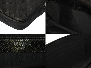 新品同様 CHANEL シャネル チェーンショルダーバッグ チェーンウォレット マトラッセ 23番台 グレー キャビアスキン シルバー金具 中古 4c076344