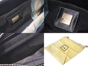 極美品 FENDI フェンディ マンマバケット ワンショルダーバッグ イタリア製 デニム ネイビー シルバー金具 中古 4c076350