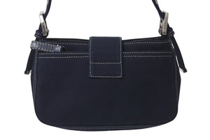 極美品 FENDI フェンディ マンマバケット ワンショルダーバッグ イタリア製 デニム ネイビー シルバー金具 中古 4c076350
