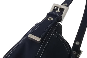 極美品 FENDI フェンディ マンマバケット ワンショルダーバッグ イタリア製 デニム ネイビー シルバー金具 中古 4c076350