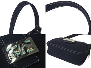 極美品 FENDI フェンディ マンマバケット ワンショルダーバッグ イタリア製 デニム ネイビー シルバー金具 中古 4c076350