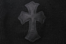 Load image into Gallery viewer, CHROME HEARTS クロムハーツ カシミヤ ベレー帽 クロスレザーパッチ クロスボール ブラック シルバー925 美品 中古 4c076358