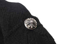 Load image into Gallery viewer, CHROME HEARTS クロムハーツ カシミヤ ベレー帽 クロスレザーパッチ クロスボール ブラック シルバー925 美品 中古 4c076358