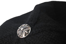 Load image into Gallery viewer, CHROME HEARTS クロムハーツ カシミヤ ベレー帽 クロスレザーパッチ クロスボール ブラック シルバー925 美品 中古 4c076358