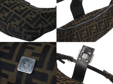 Load image into Gallery viewer, FENDI フェンディ クロワッサン ハーフムーン ワンショルダーバッグ ハンドバッグ キャンバス ブラウン シルバー金具 美品 中古 4c076363