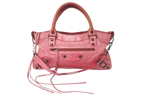 BALENCIAGA バレンシアガ ザ ファースト 2WAY ハンドバッグ ワンショルダー ピンク レザー 103208 良品 中古 4c076364