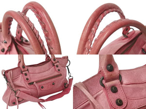 BALENCIAGA バレンシアガ ザ ファースト 2WAY ハンドバッグ ワンショルダー ピンク レザー 103208 良品 中古 4c076364