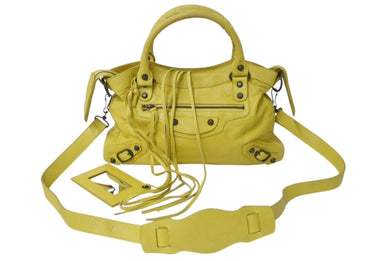 BALENCIAGA バレンシアガ ザ タウン 2WAY ハンドバッグ イエロー レザー 240579 ショルダー 鞄 美品 中古 4c076365