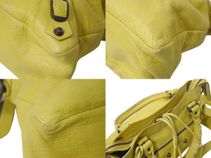 BALENCIAGA バレンシアガ ザ タウン 2WAY ハンドバッグ イエロー レザー 240579 ショルダー 鞄 美品 中古 4c076365