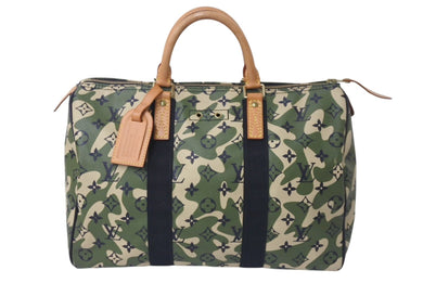 LOUIS VUITTON ルイヴィトン モノグラム フラージュ スピーディ 35 バッグ カモフラ グリーン M95773 村上隆 美品 中古 4c076366
