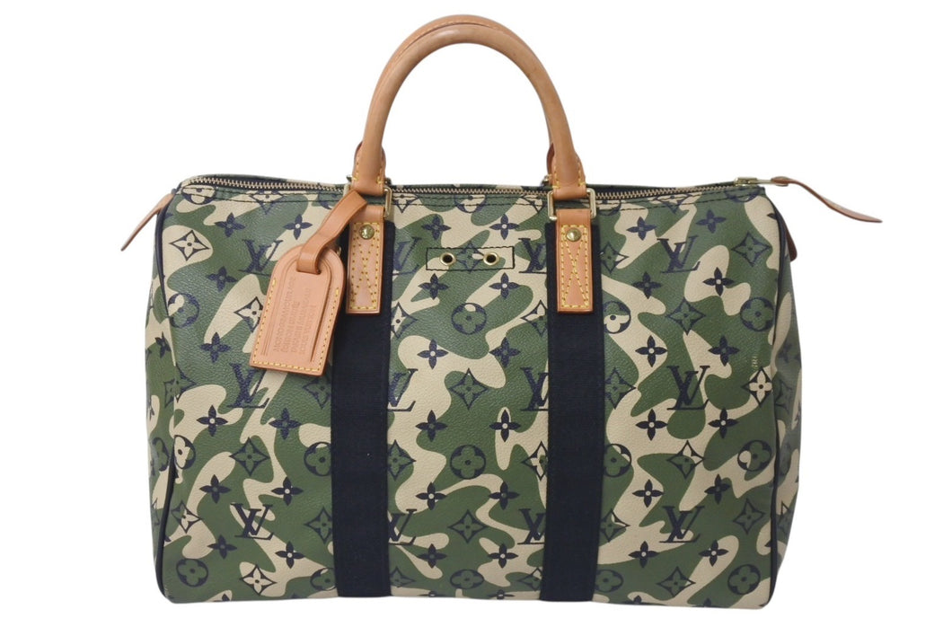 LOUIS VUITTON ルイヴィトン モノグラム フラージュ スピーディ 35 バッグ カモフラ グリーン M95773 村上隆 美品 中古 4c076366