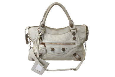BALENCIAGA バレンシアガ ザ ジャイアント シティ 2WAY ハンドバッグ ホワイト カーフ 173084 良品 中古 4c076369