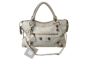 BALENCIAGA バレンシアガ ザ ジャイアント シティ 2WAY ハンドバッグ ホワイト カーフ 173084 良品 中古 4c076369