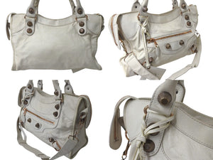 BALENCIAGA バレンシアガ ザ ジャイアント シティ 2WAY ハンドバッグ ホワイト カーフ 173084 良品 中古 4c076369
