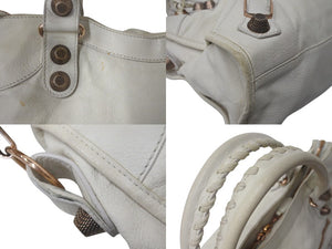 BALENCIAGA バレンシアガ ザ ジャイアント シティ 2WAY ハンドバッグ ホワイト カーフ 173084 良品 中古 4c076369