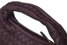 Load image into Gallery viewer, BOTTEGAVENETA ボッテガヴェネタ イントレチャート ホーボー ミニ ハンドバッグ 189227 レザー ゴールド金具 パープル 美品 中古 4c076372