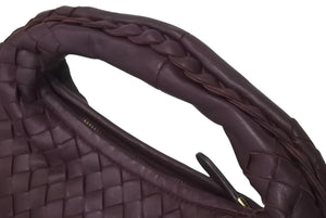 BOTTEGAVENETA ボッテガヴェネタ イントレチャート ホーボー ミニ ハンドバッグ 189227 レザー ゴールド金具 パープル 美品 中古 4c076372