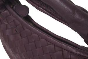 BOTTEGAVENETA ボッテガヴェネタ イントレチャート ホーボー ミニ ハンドバッグ 189227 レザー ゴールド金具 パープル 美品 中古 4c076372