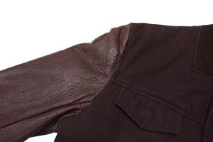 ALEXANDER WANG アレキサンダーワン レザー切替 ブルゾン ジャケット CHINA製 コットン レザー ボルドー サイズL 美品 中古 4c076382 
