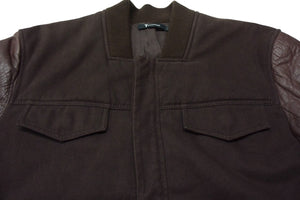 ALEXANDER WANG アレキサンダーワン レザー切替 ブルゾン ジャケット CHINA製 コットン レザー ボルドー サイズL 美品 中古 4c076382 