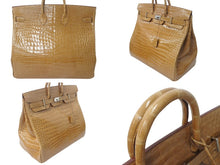 Load image into Gallery viewer, 新品同様 HERMES エルメス ハンドバッグ オータクロア50 ベージュロゼ ポロサス シルバー金具 ◻︎Q刻印 中古 4c076384