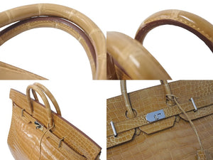新品同様 HERMES エルメス ハンドバッグ オータクロア50 ベージュロゼ ポロサス シルバー金具 ◻︎Q刻印 中古 4c076384