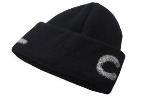 CHANEL シャネル ロゴ ニットキャップ ニット帽 ビーニー ユニセックス ブラック ウール カシミヤ 美品 中古 4c076390